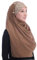 Lina & Lily Damen Hijab Kopftuch aus Chiffon mit Goldenen Pailletten & Glitzer & Perlen (Kaffeebraun)