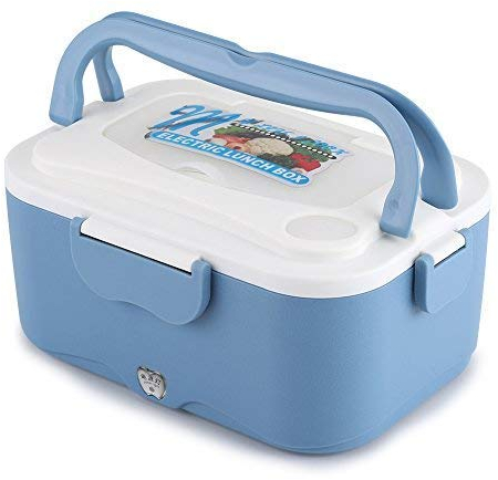 Zerodis 1.5L tragbare Auto elektrische Heizung Lunchbox wiederverwendbare Lebensmittel Lagerung wärmer mit abnehmbaren Edelstahl Container mit Auto Ladefunktion für Auto verwenden(Blau 24V)