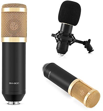 Zerone BM-900 Professional Studio Broadcasting Condenser Cardioid Microphone with Shock Mount Anti-Sale Foam Windshield Power Cable