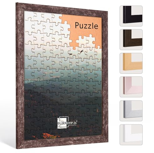 Bildershop-24 Puzzlerahmen London für Puzzle ca. 1500-2000 Teile 60x85cm 85x60cm Braun Vintage mit Acrylglas