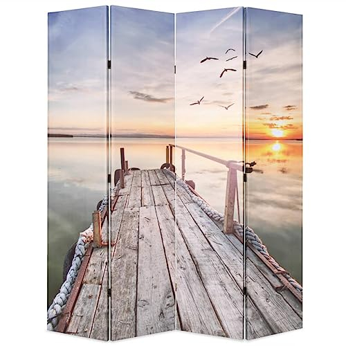 vidaXL Raumteiler klappbar 160x170cm See mit Steg Paravent Spanische Wand