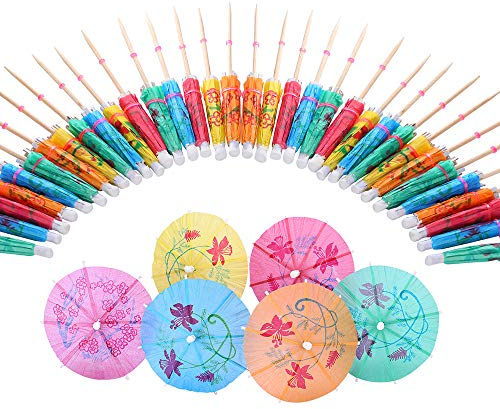 Siumir Paraguas de Cóctel 144 pcs Decoración de Cóctel Paraguas de Papel Colores Variados