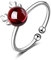 Weihnachtsring, Geschenk, 925er Sterlingsilber, roter Granat, Hirsch, offener Ring für Damen und Mädchen, verstellbare Größe, Silberring, Sterling Silber, Granat