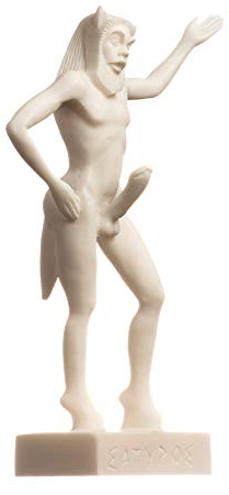 Satyr Pan Panas griechische römische Statue, handgefertigt, Alabaster, männliche Figur, 20 cm