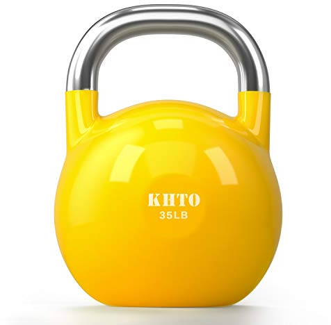 KHTO Kettle Bells – Wettkampf Kettlebell 15,9 kg – Professionelle Kettlebell für Fitness, Gewichtheben, Rumpftraining – langlebiges und starkes Design – 4,5-22,7 kg farbkodierte Kollektion