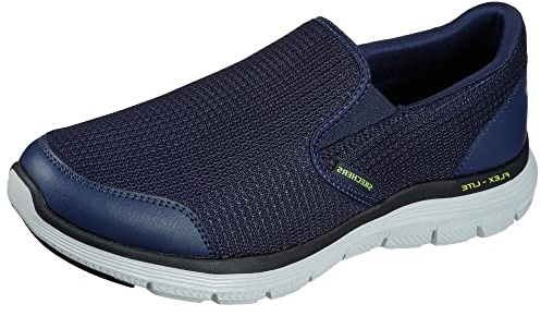 Skechers Men's Flex Advantage 4.0 Tuscan Sneaker, Navy Mesh Pu Lime Trim, 7.5 UK