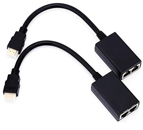 Oumij1 30M HDMI Over RJ45 CAT5e CAT6 LAN Ethernet Balun Extender - Repeater Up to 1080P - Sender + Receiver