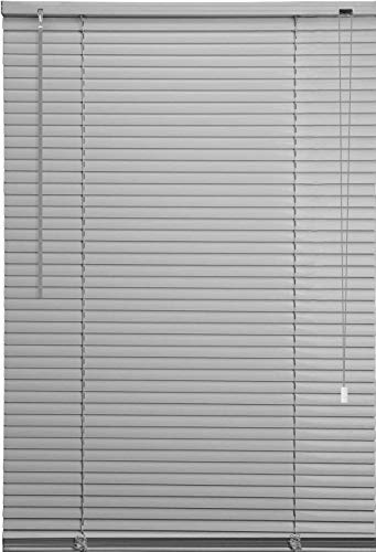 AQS INTERNATIONAL Easy Fit Multiple Size PVC Venetian Blind Drop 150cm Large Window Easy Fit Curtains Trimmable Shutters Twist Open Close Home Blinds (Grey, 75cm Wide (29.5) x 150cm)