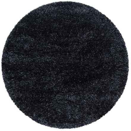 Carpetsale24 Teppich Wohnzimmer Shaggy Einfarbig Design 160 cm Rund Schwarz - Hochflor Teppich Schlafzimmer Luxuriöse Kuschelig und Super Weich Langflor 50 mm Florhöhe - Flauschiger Teppich Runder