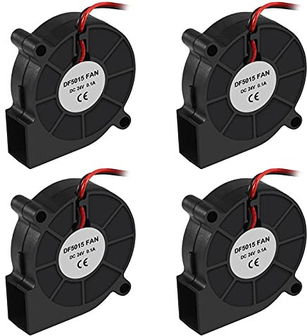 4PCS 3D Printer Blower Fan 5015 DC 24V Brushless Cooling Fan Oil Bearing 50x50x15mm Fan with 2 Pin Terminal for Humidifier Aromatherapy Repair Replacement Hotend Extruder Heatsinks(24V 0.1A)