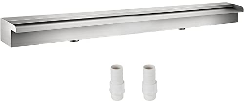 VEVOR Fontaine de la Piscine, Étang Argent en Acier Inoxydable 304 Cascade Bassin Extérieur 150 x 11.4 x 8cm avec 2 Conduits d'eau pour Durer et Ajoutant une Touche à Votre Étang ou Votre Piscine