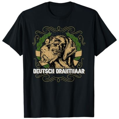 Deutsch Drahthaar Jagdhund Jäger Hund Hundekopf Bart T-Shirt