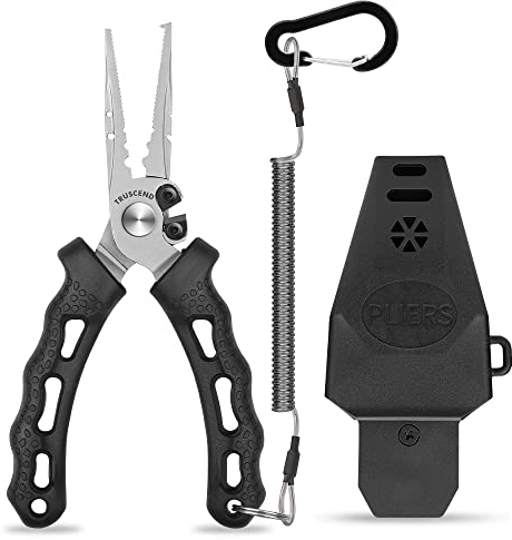 TRUSCEND Angelzange, Haken Lösezange, Hakenlöser Angelzubehör Multifunktionale Angeln Zangen Linie Cutter Angelschere, Aluminium/Edelstahl Angelzange Salzwasser, Angeln Geschenke für Männer