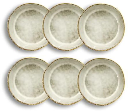 OGO LIVING - Lot de 6 assiettes creuses 2614754 BORAL 15,5cm en grès - haut de gamme - lavable au lave vaisselle - compatible micro-onde - assiette à soupe ou à pâtes- gris polaire