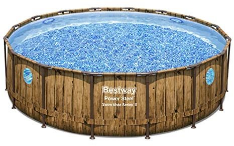 Bestway® Power Steel™ Swim Vista Series™ Ersatz Frame Pool Ø 488 x 122 cm, Holz-Optik (Pinie), rund