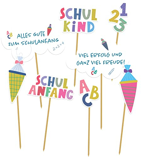 Folat 66083 Partypicker Schulanfang 11cm - 8 Stück