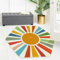 STARUIA Regenbogen-Teppich für Spielzimmer, Kinderzimmer, 120 x 120 cm, Boho-Sonne für Mädchen und Jungen, rutschfester Sonnenschein-Teppich, kleines Spiel für Klassenzimmer, Leseecke, Schlafsaal