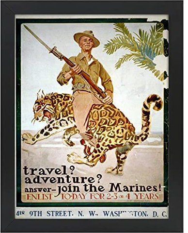 Legendarte - Poster, Vintage Propaganda Kriegspropaganda Travel? Adventure? Answer - Join the Marines! - Bild, Wanddekoration cm.50 x 70 cm