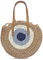 MOBEBI Rattantasche Geflochtene Tasche Umhängetasche Strohtasche Strohtasche Runde gewebte Umhängetasche mit Reißverschluss Umhängetaschen Handgewebte Handtaschen Evil Eye-Khaki