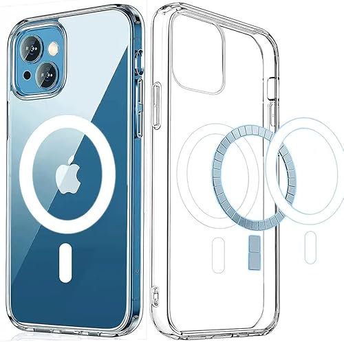 Magnetic Mag-Safe iPhone 14 Plus Case 6.7-Inch Clear TPU Transparent with Shock Absorption Proof Anti Scratch Resistant Bumper Protective Crystal Cover Design to Protect Compatible for iPhone 14 Plus