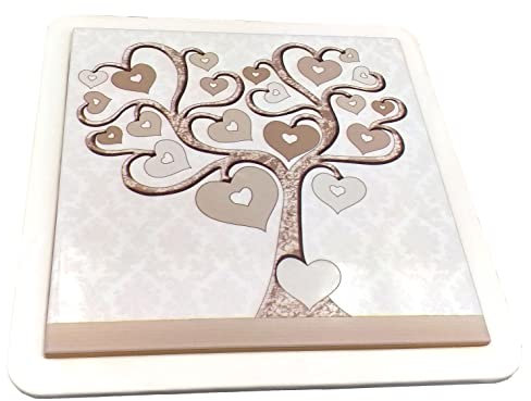 oggettando Dessous de plat carré arbre de vie argent 22 x 22 cm