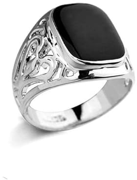 DINGDO Metal Glossy Rings for Men Geometric Width Signet Square Finger Punk Style Fashion Ring Jewelry Accessories
