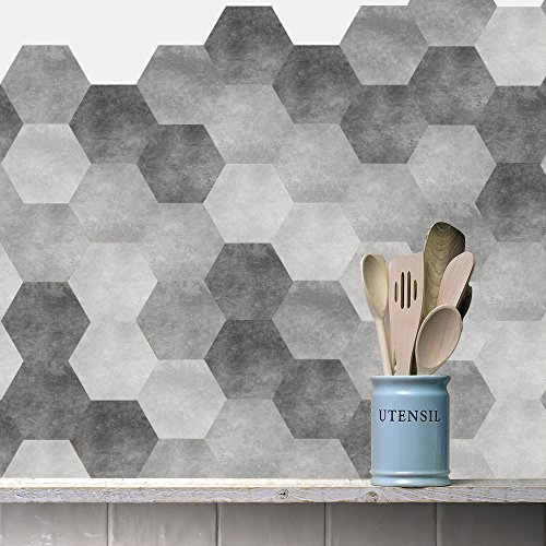 Funlife Sticker adhésif pour carrelages Sol 20x23cm, 30pcs, Imitation Faïence Carreaux de sol en imitation ciment, gris