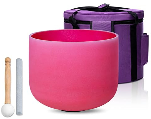 SOUNDELLO 432hz 8 inch Crystal Singing Bowl C Note Root Chakra Color for Sound Healing Meditation Yoga with Carrying Case Mallet and Suede Striker