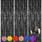 Accevo 3 Stück Schwarz Lametta Vorhang Party Dekorationen 1x2.5M Luftschlangen Schwarze für Geburtstag Deko Glänzende Hintergrund Vorhänge,Schwarz Glitzervorhang als Halloween Deko Graduation Deko.