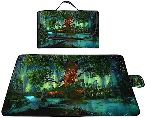 TengYuer Picknickdecke 180x200cm Stranddecke Wasserdicht Sandfrei Isoliert Faltbar Strandmatte mit Tragegriff Outdoor Campingdecke XXL für Camping Parks Strände Picknick NatüRliches GrüN