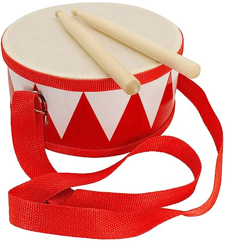 Tamburo per bambini rosso-bianco strumento musicale in legno con tracolla e bacchette D: 20 cm - 3845r
