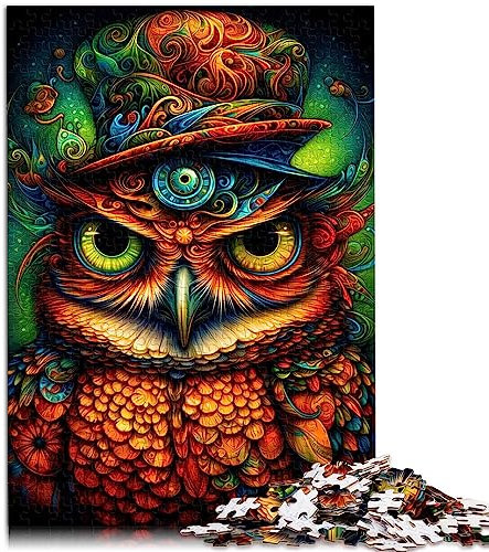Puzzles für Erwachsene, Fantasy-Eulen-Puzzle für Erwachsene, 1000 Teile, für Erwachsene und Kinder ab 12 Jahren, Papppuzzles, Familienunterhaltung, Spielzeug, Größe: 26 x 38 cm