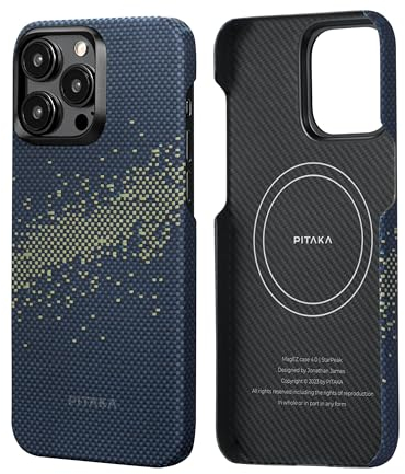 pitaka Ultradünne Hülle für iPhone 15 Pro Max Kompatibel mit Magsafe aus Aramidfaser Magnetische Schutzhülle mit 3D Textur Haptik Kratzfeste Handyhülle [MagEZ Case 4] Milchstraße Galaxie