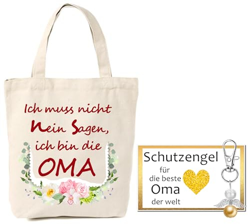 MKISHINE Oma Geschenke, Oma Tasche, Oma Geburtstag, Geschenk für Oma,große Tasche, Tasche, neue Oma Geschenk Muttertagsgeschenk Schutzengel Karte