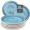 Assiettes Service de Table: Ensemble de 6 grandes assiettes en grès Ibiza - élégantes, compatibles lave-vaisselle et micro-ondes - Service vaisselle 6 personnes, Pure Living bleu clair