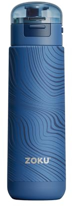 Zoku Edelstahl Sportflasche 500ml - Blau Wellig