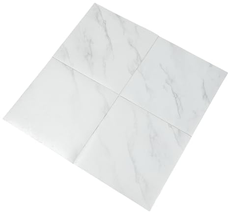 Selbstklebende Fliesen Boden, PVC Fliesen Selbstklebend Vinyl Bodenbelag Wasserdicht Fußboden Weiß Marmor, 32 Stück (30x30cm), für Bad Küche, Wohnzimmer, Schlafzimmer