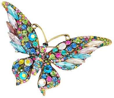 Schmetterlings Brosche, Anstecknadel, Anzug, Schmuckzubehör, Glänzende Strass Brosche, Abzeichen für Hut, Mantel, bunt