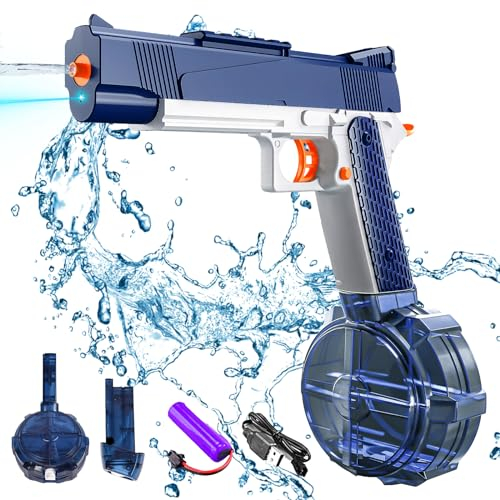 Wasserpistole für Kinder,Elektrische Wasserpistole für Erwachsene und Kinder,Wasserpistole Elektrisch,mit LED-Licht,Wasserpistole Spielzeug für Kinder,32ft Reichweite,für Sommer,Strandparty