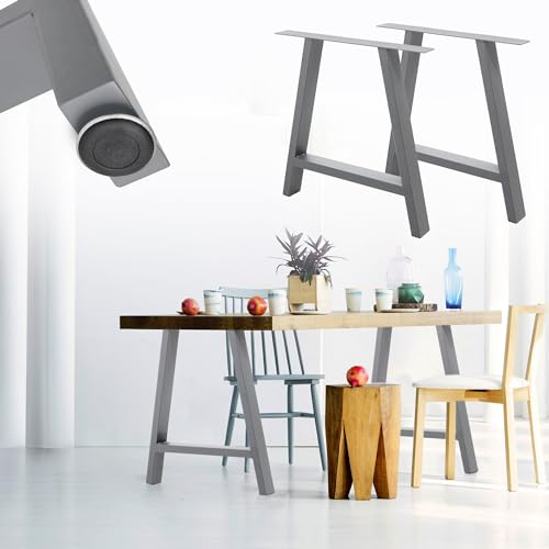 ML-Design 2X Tischbeine A-Form 70 x 72 cm, Grau, aus pulverbeschichtetem Stahl, Industriell, Metall Tischkufen A-Design, Tischuntergestell Tischgestell Möbelfüße, für Esstisch und Schreibtisch