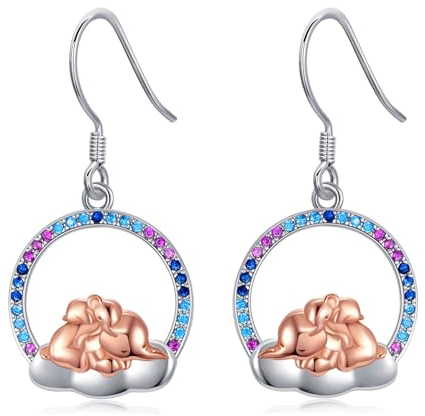 enjoylifecreative Elefanten Ohrringe für Frauen Mädchen 925er Sterling Silber Mutter Tochter Elefant Ohrringe Geburtstag Muttertag Schmuck Geschenk für Damen Mama Tochter