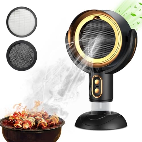 Mostop Desktop Range Hood,Mini Portable Extractor Hood with 2 Speed Adjustment,Removable and Washable Filter, Large Oil Collection Cup,Wireless Desktop Kitchen Range Hood for Indoor BBQ,Hot Pot Campin
