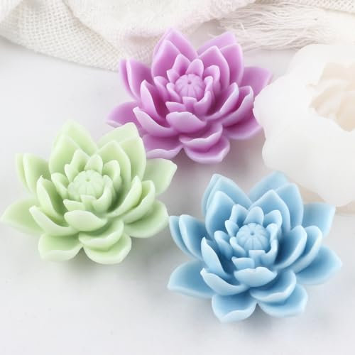 XFNMS - Molde de silicona para velas de flor de loto, moldes de resina para hacer velas, arcilla polimérica, manualidades, aromaterapia, velas de yeso, decoración del hogar