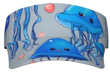 IFHSIGoe Bunte Hundepfotenabdruck-Sport-Sonnenblende, Sonnenschutz, Unisex, größenverstellbar, Strandmütze, Bunte Quallen, One size