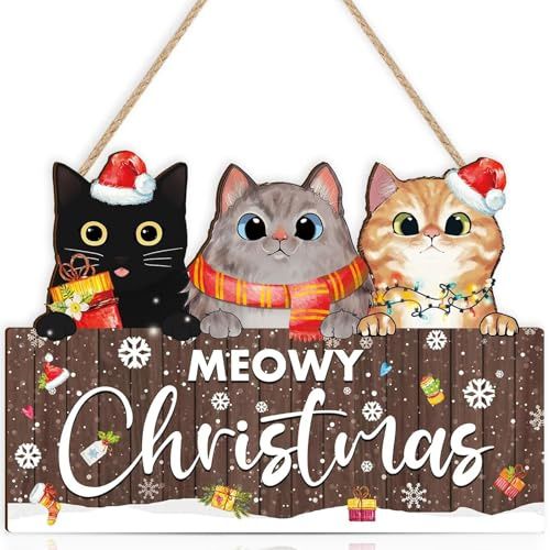 KAIRNE „Meowy Christmas Katze Wandschild Weihnachten Wanddeko Kinderzimmer