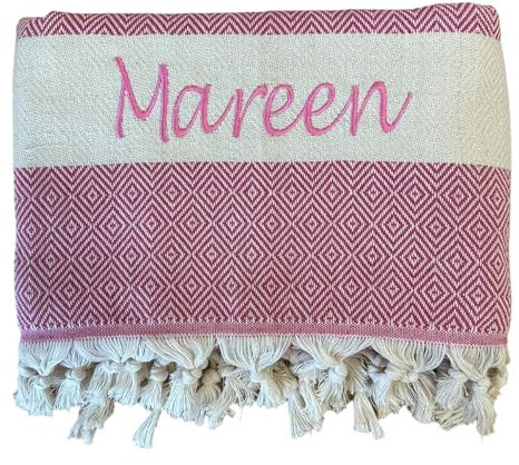 ARTHI XXL Hamamtuch Strandtuch personalisiert, super geeignet als Saunatuch, Badetuch, Wellness, Yoga, Fitness,Sport, individuelle Geschenkidee, 100x180cm, 100% Baumwolle (Rosa)