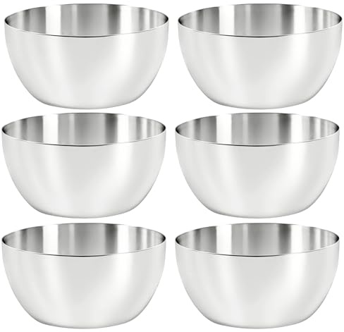 WG inc Stainless Steel Bowls, 6 Pack, 180 ML Bowls Set | Unbreakable, Stackable Dinner Bowls, Sauce Dishes Metal Curry Dessert Snack Seasoning Bowl, BPA Free & Dishwasher Safe