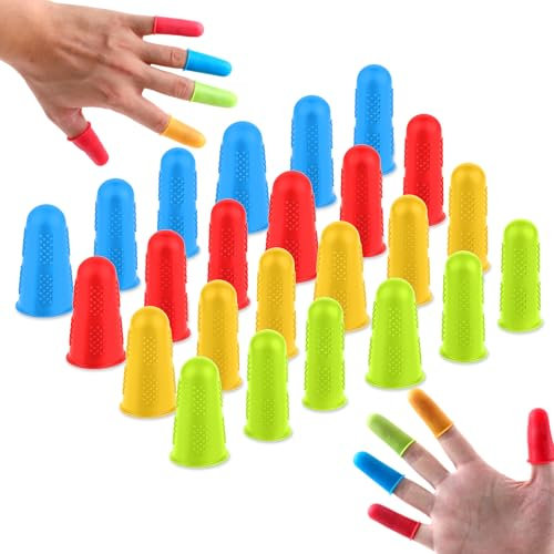 24 Stück Silikon-Fingerhülsen Fingerspitzen Heißkleber Fingerabdeckungen rutschfeste Verbrühungs-Fingerkappe Silikon Fingerschutz Schnittfeste Fingerkappen zum Nähen Wachsen Gärtnern Kleben