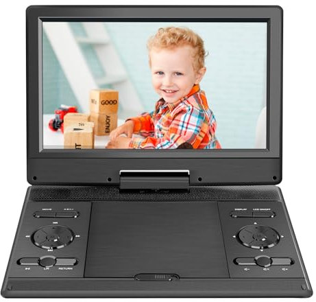 Lettore DVD portatile da 14,9 con schermo HD da 12,1, batteria ricaricabile, supporto per trasmissione USB/SD/AV, schermo Sync TV/proiettore, nero, YOOHOO