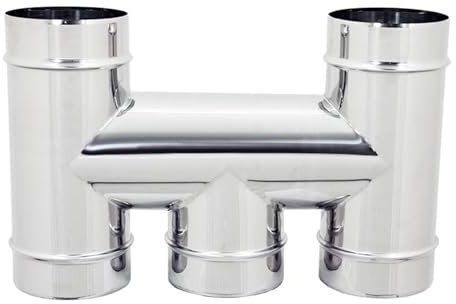 ALLINOX Terminale ad H Base Tonda Canna Fumaria Acciaio INOX AISI 304 Fumaiolo Per Camino (DN 120)